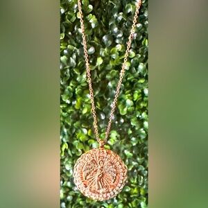 XIXI Adrienne Houghton Collection Gold Plated Crystal Angel Pendant Crystal Trim